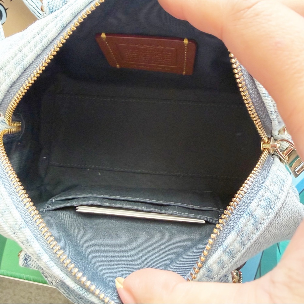 Coach Mini Rowan Crossbody Bag In Loved Denim With Charms - Picture 7 of 7